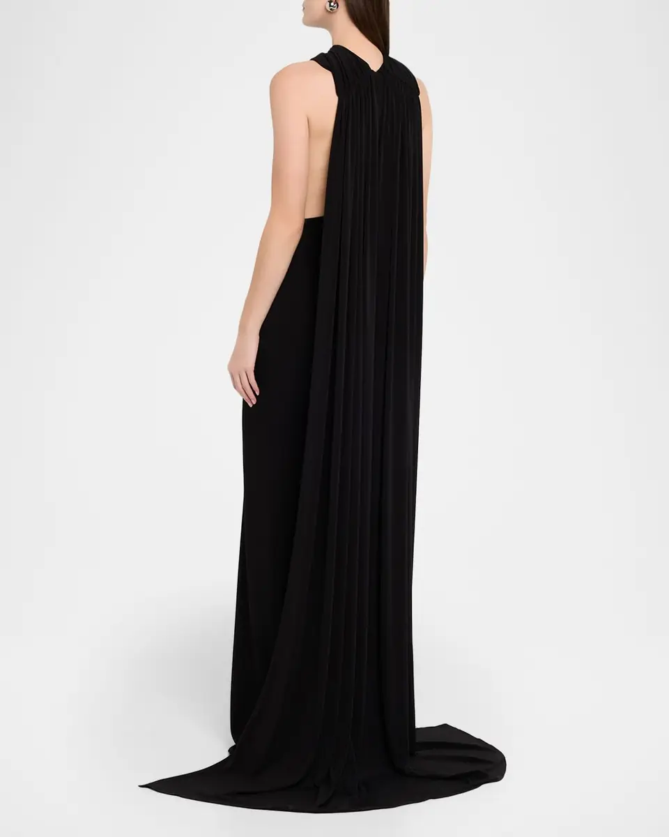 Brandon Maxwell Presley High-Neck Sleeveless Cape Gown | Thumbnail 3 Brandon Maxwell Presley High-Neck Sleeveless Cape Gown | Thumbnail 3