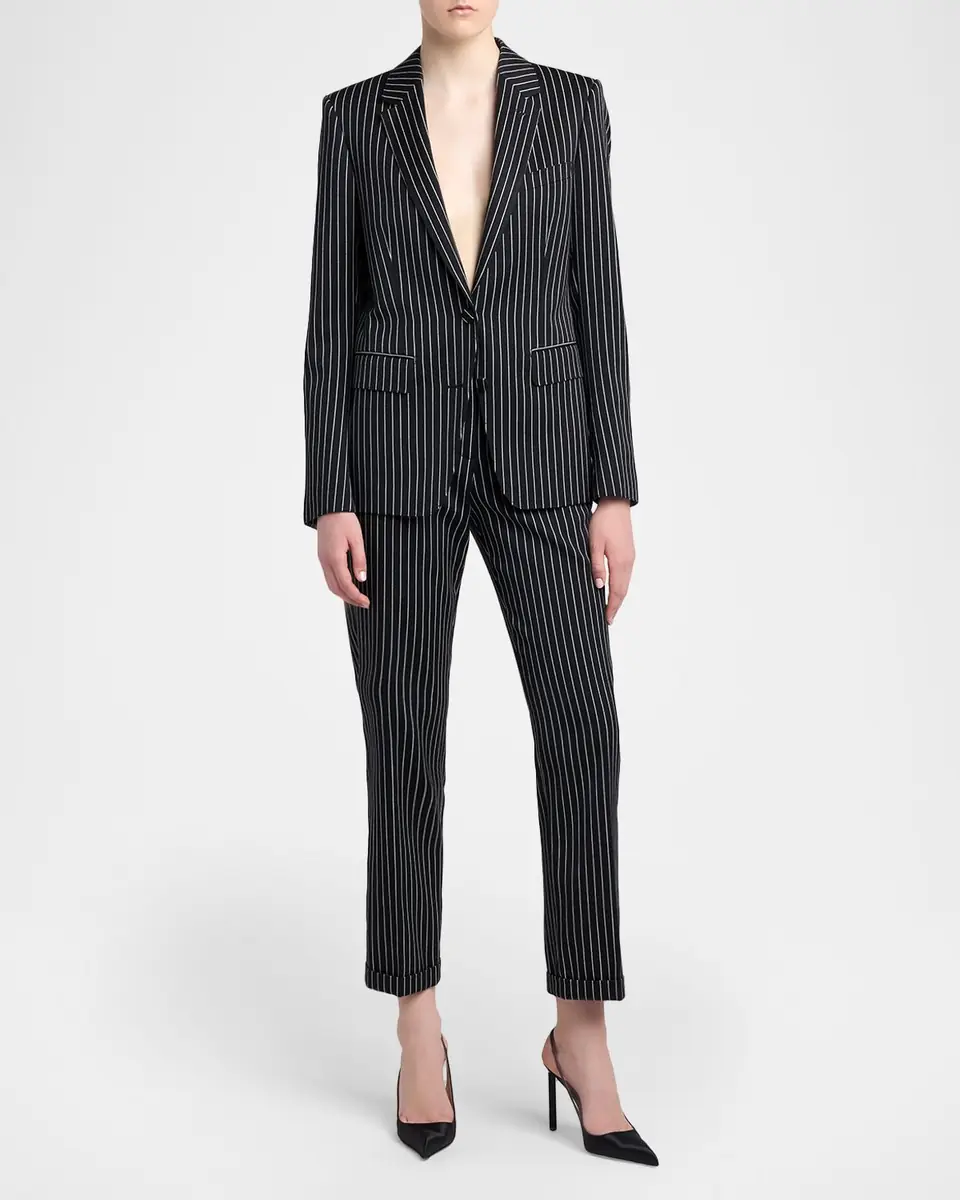 Tom Ford Pinstripe Wool Single-Breasted Blazer Jacket | Thumbnail 2 Tom Ford Pinstripe Wool Single-Breasted Blazer Jacket | Thumbnail 2