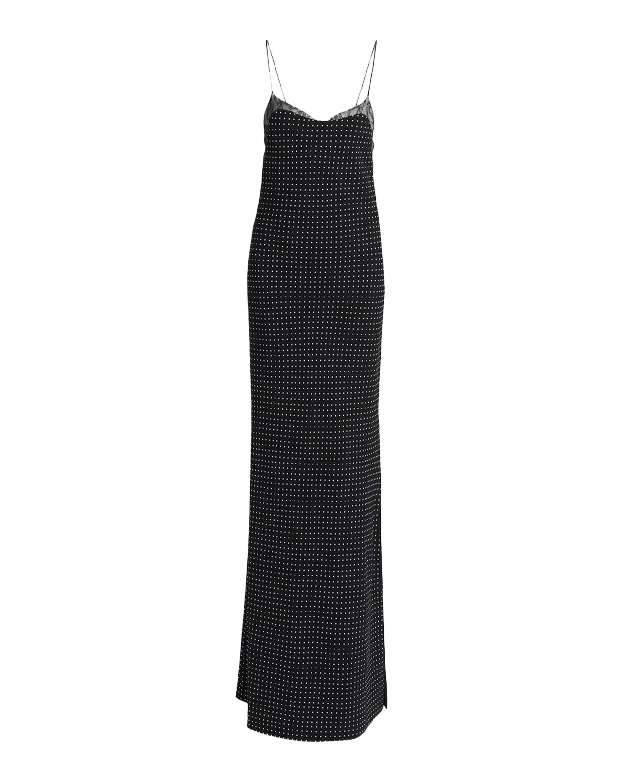 Polka Dot Silk Backless Maxi Slip Dress