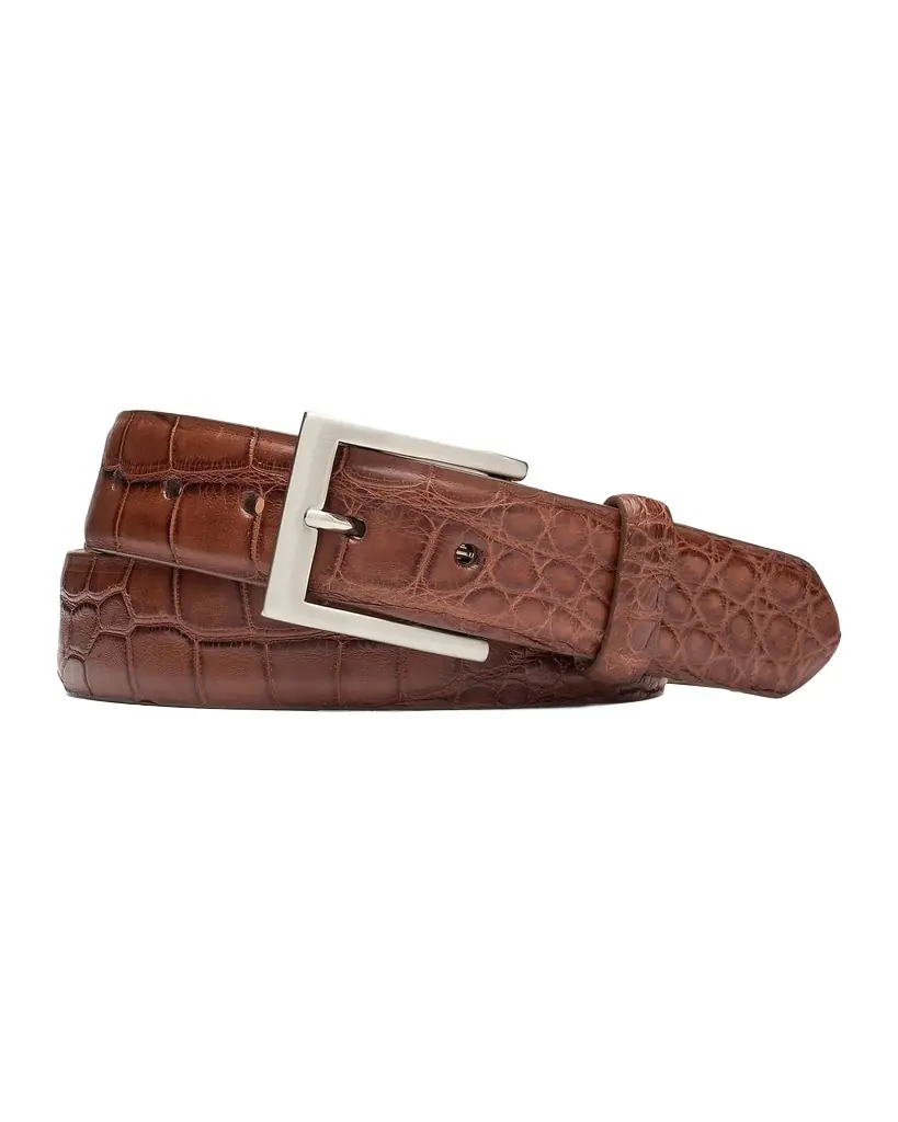 W. Kleinberg Men's Alligator Belt with Brushed Nickel Buckle | Image 1 W. Kleinberg Men's Alligator Belt with Brushed Nickel Buckle | Image 1