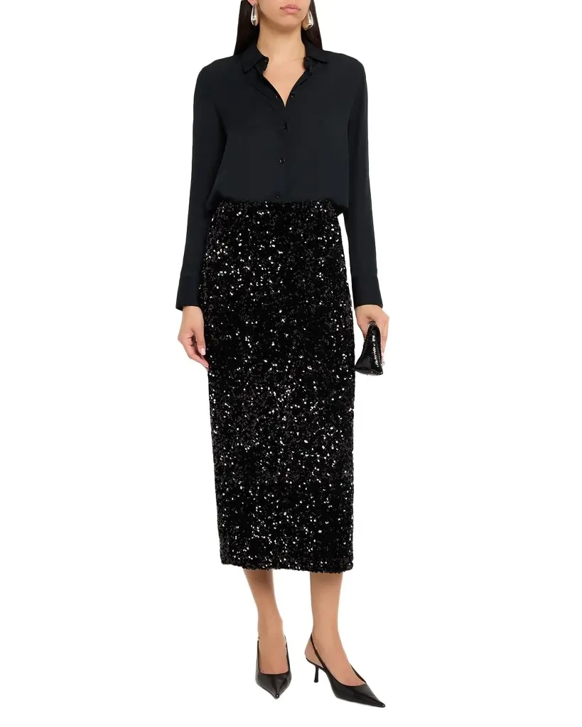 Vince Sequined Velvet Midi Skirt | Image 1 Vince Sequined Velvet Midi Skirt | Image 1