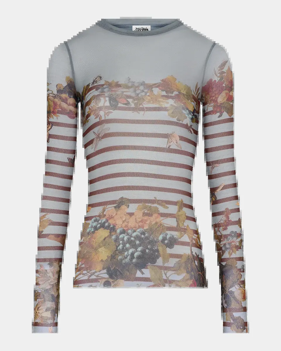 Jean Paul Gaultier Mariniere Grapes Print Mesh Long-Sleeve Top | Thumbnail 2 Jean Paul Gaultier Mariniere Grapes Print Mesh Long-Sleeve Top | Thumbnail 2