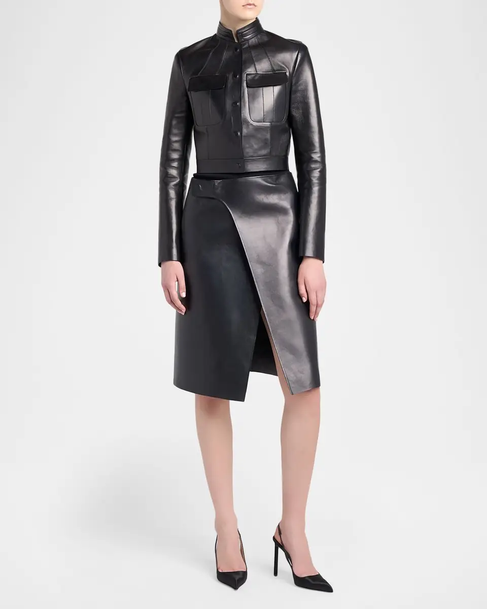Tom Ford Nappa Leather Single-Breasted Crop Jacket | Thumbnail 2 Tom Ford Nappa Leather Single-Breasted Crop Jacket | Thumbnail 2