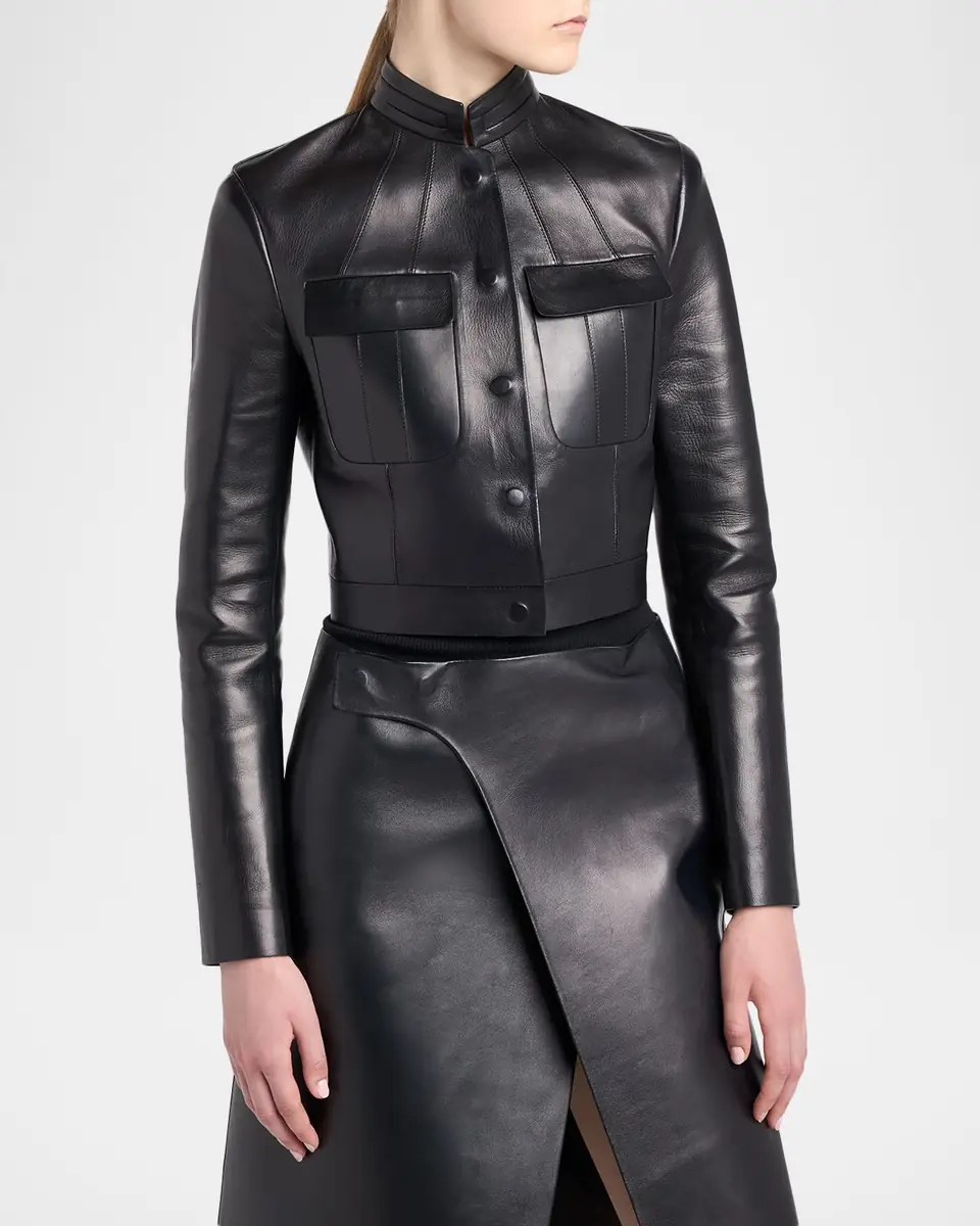 Tom Ford Nappa Leather Single-Breasted Crop Jacket | Thumbnail 4 Tom Ford Nappa Leather Single-Breasted Crop Jacket | Thumbnail 4