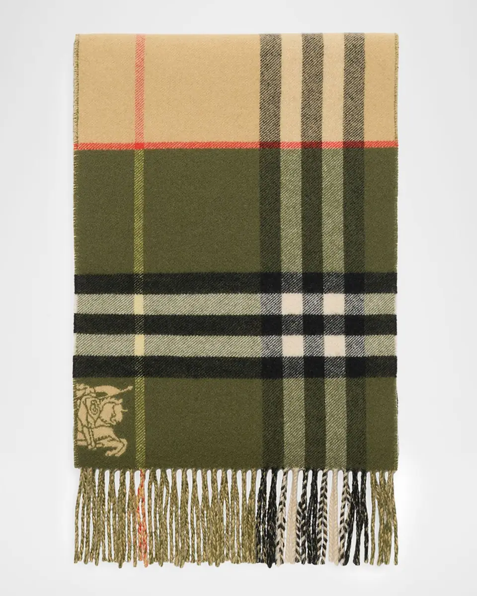 Burberry Men's Contrast Check Cashmere Scarf | Thumbnail 4 Burberry Men's Contrast Check Cashmere Scarf | Thumbnail 4