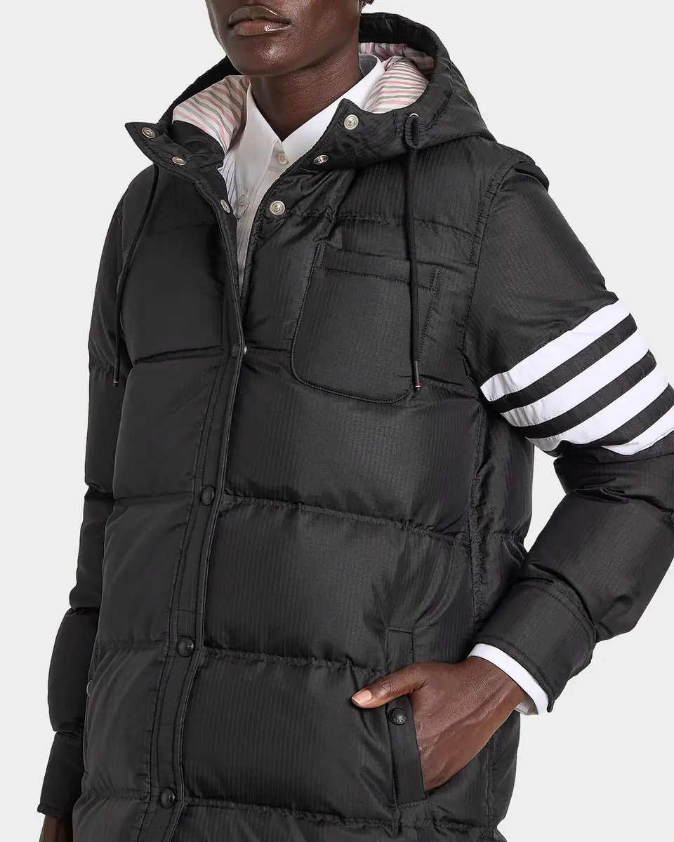 Thom Browne Shiny Ripstop 4-Bar Parka Jacket | Thumbnail 5