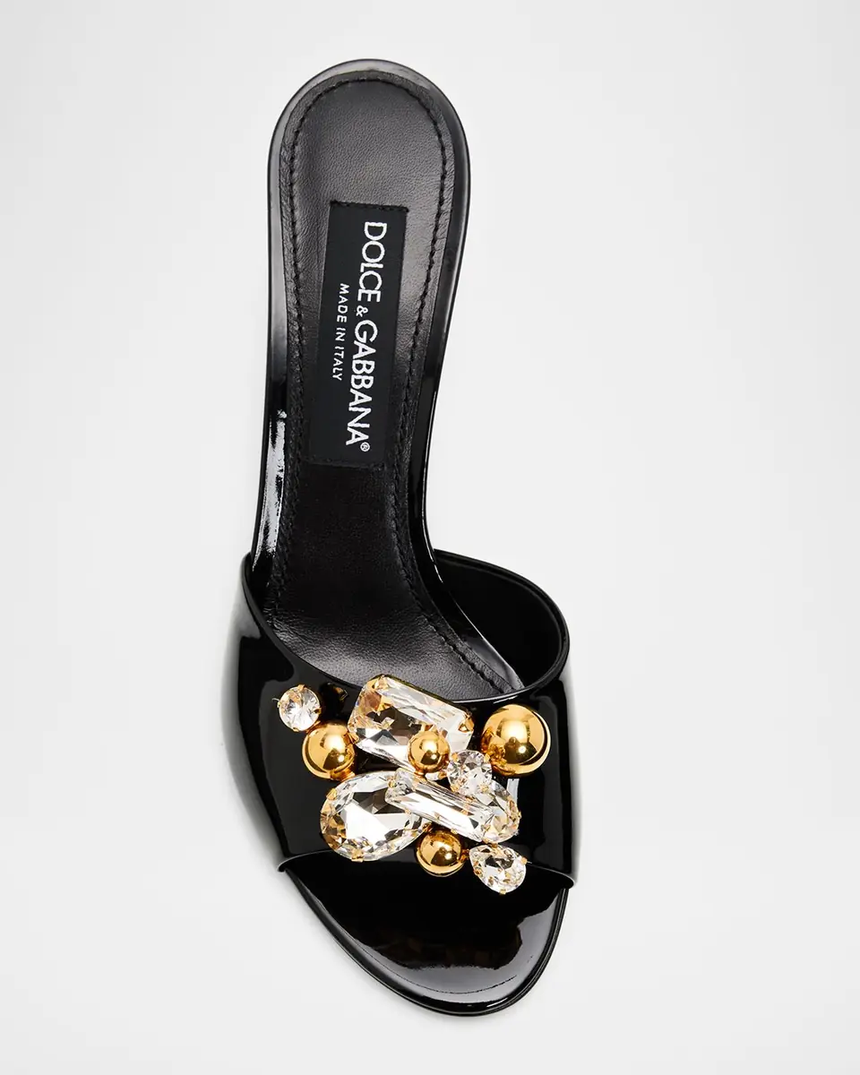 Dolce & Gabbana 75mm Embellished Patent Leather Mules | Thumbnail 4 Dolce & Gabbana 75mm Embellished Patent Leather Mules | Thumbnail 4
