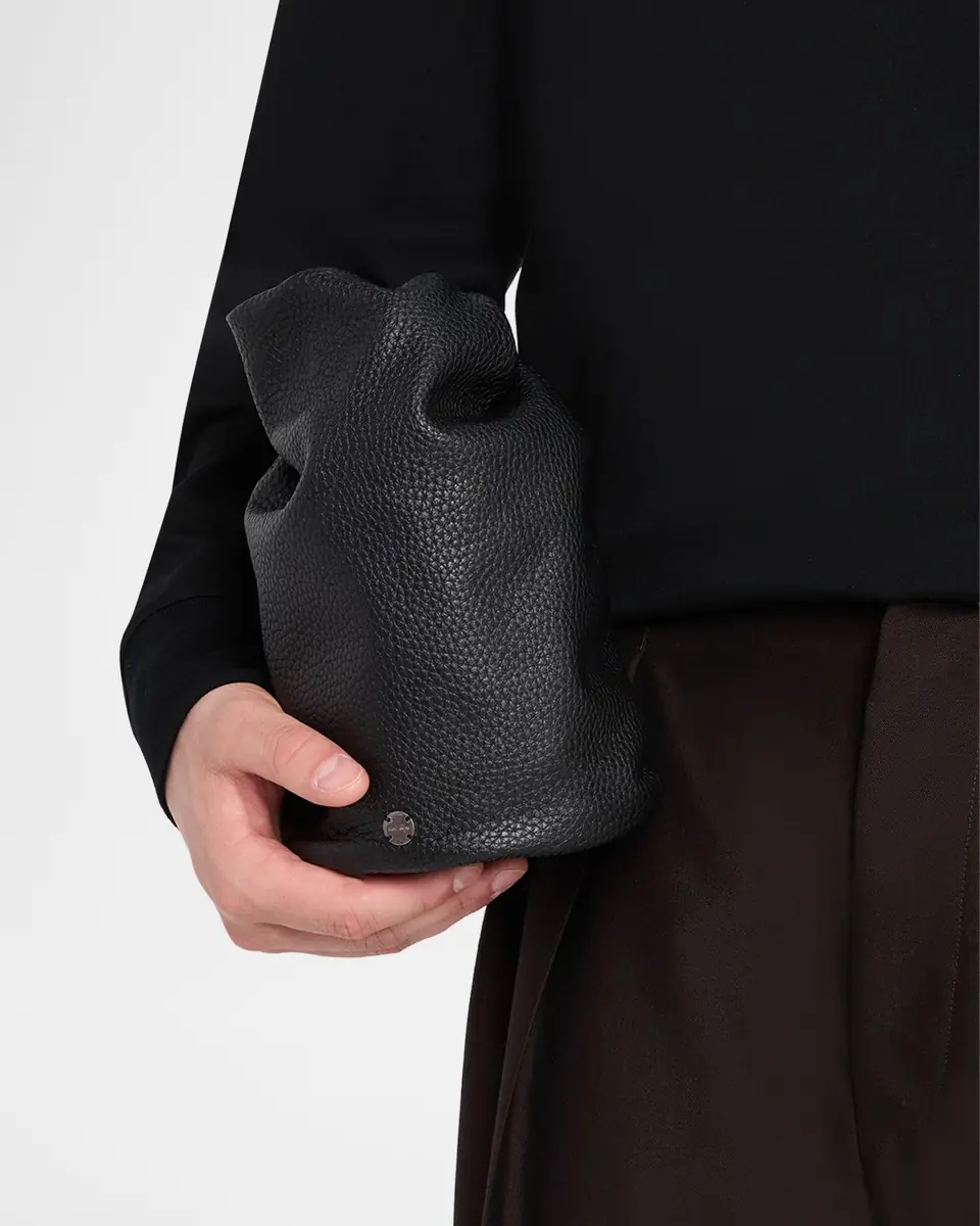 THE ROW Men's Sporty Leather Drawstring Pouch | Thumbnail 2