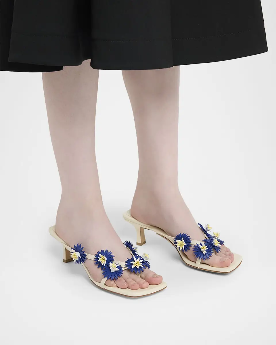 Bottega Veneta Riva Floral Leather Kitten-Heel Sandals | Thumbnail 2 Bottega Veneta Riva Floral Leather Kitten-Heel Sandals | Thumbnail 2