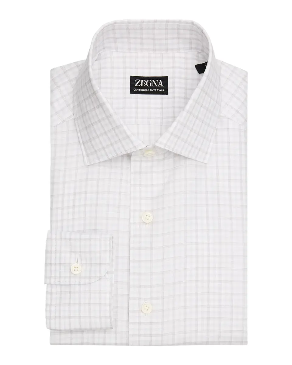 Zegna Men's Plaid Cotton-Linen Shirt | Thumbnail 3