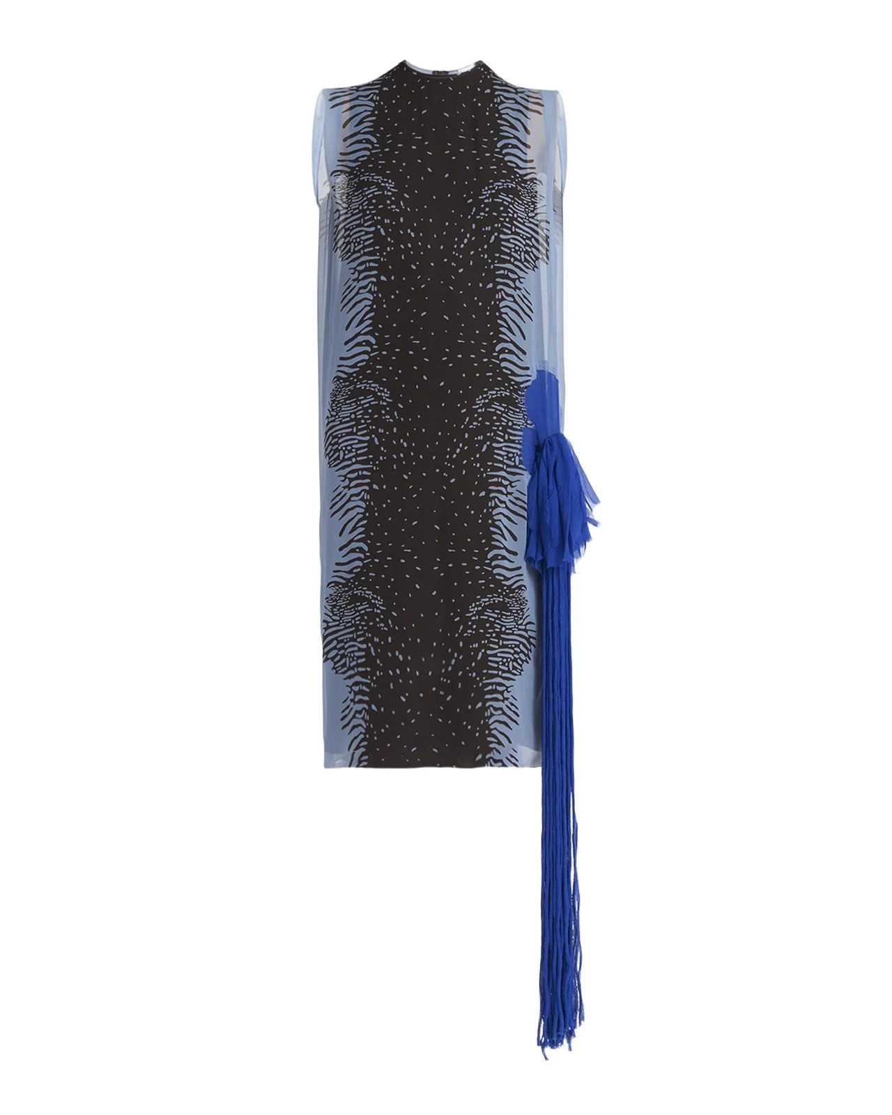 Ferragamo Cuttle Fish Print Silk Sleeveless Shift Dress