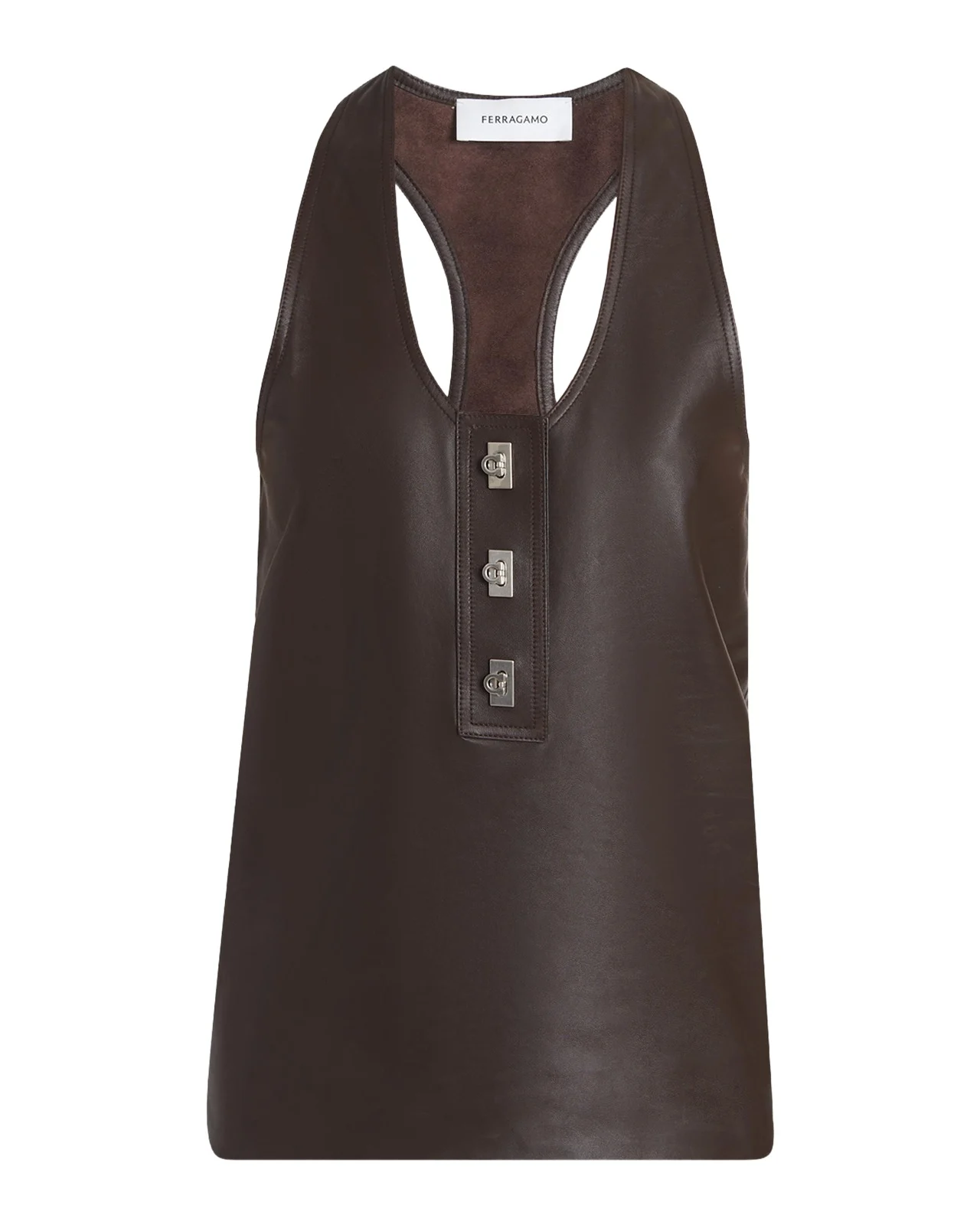Ferragamo Toggle Nappa Leather Racerback Tank Top