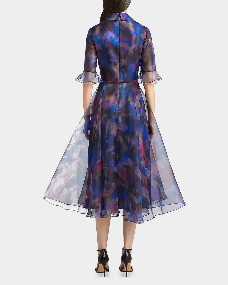 Theia Colette Abstract-Print Organza Midi Shirtdress | Thumbnail 3 Theia Colette Abstract-Print Organza Midi Shirtdress | Thumbnail 3