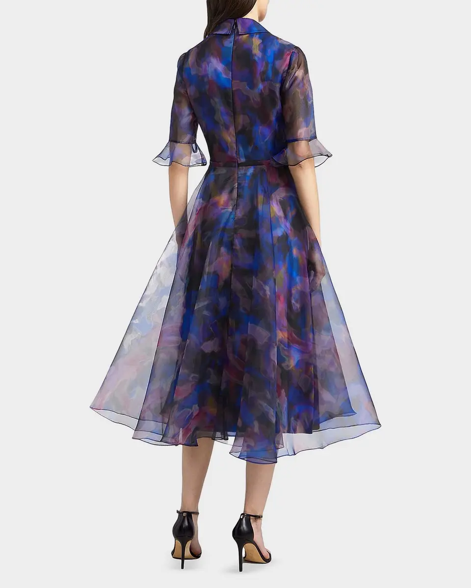 Theia Colette Abstract-Print Organza Midi Shirtdress | Thumbnail 5 Theia Colette Abstract-Print Organza Midi Shirtdress | Thumbnail 5