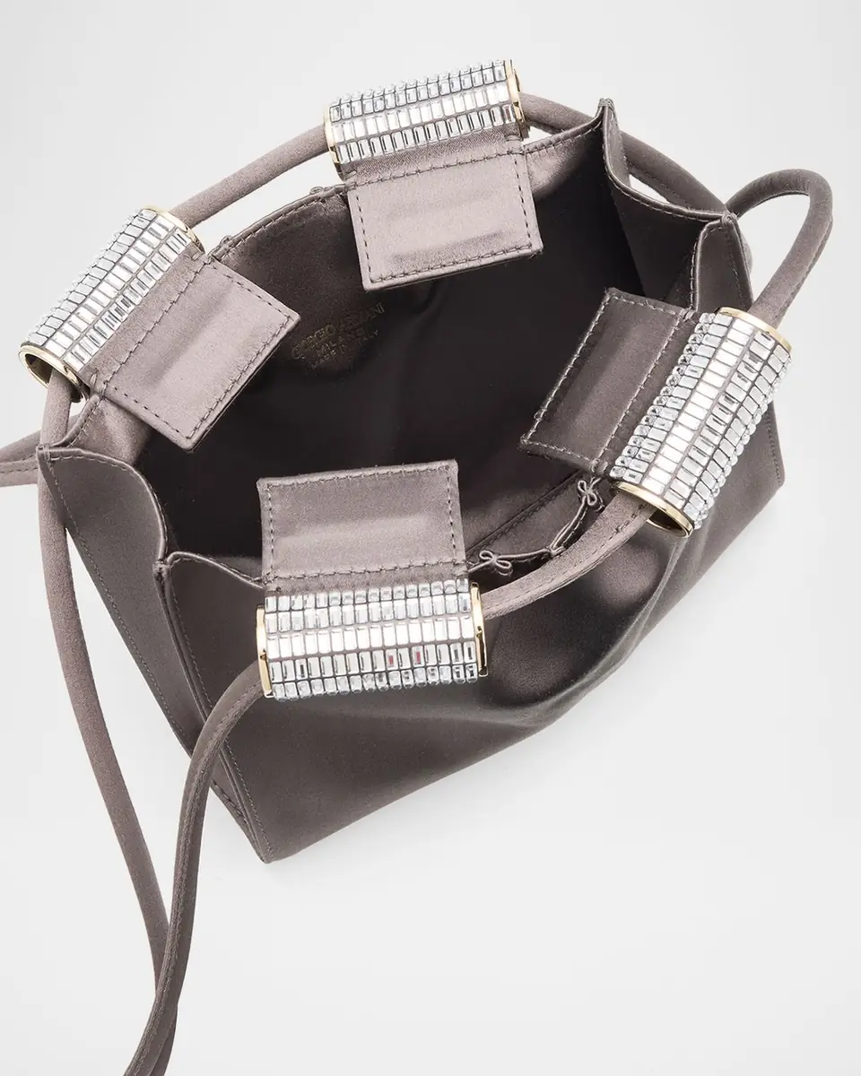 Giorgio Armani Satin Shoulder Bag with Rhinestone Detail | Thumbnail 4 Giorgio Armani Satin Shoulder Bag with Rhinestone Detail | Thumbnail 4