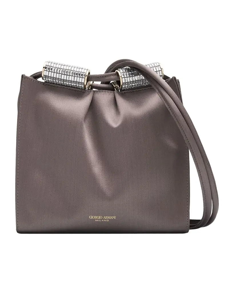 Giorgio Armani Satin Shoulder Bag with Rhinestone Detail