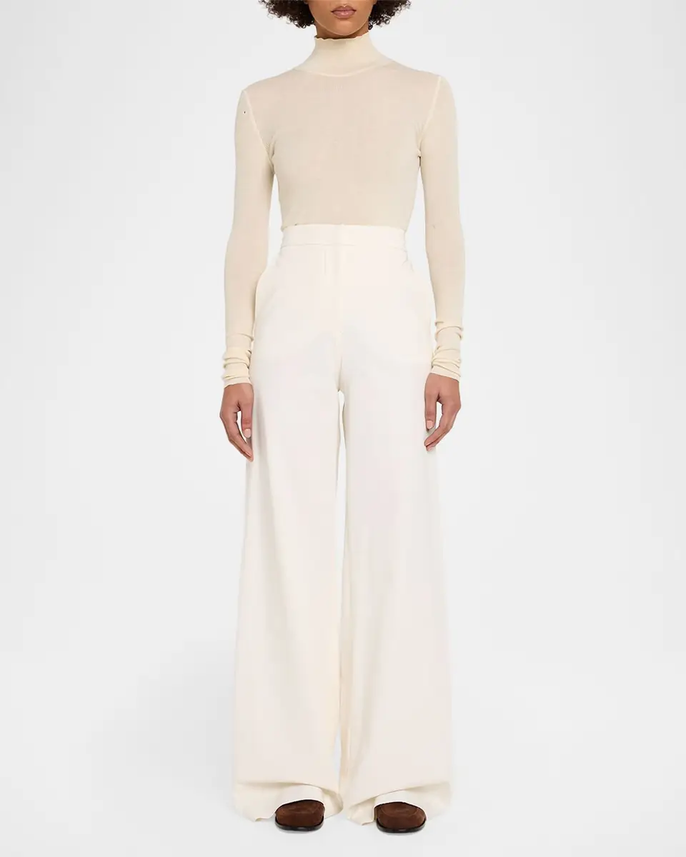 Max Mara Dentice Wide-Leg Stretch Cotton Twill Pants | Thumbnail 2 Max Mara Dentice Wide-Leg Stretch Cotton Twill Pants | Thumbnail 2