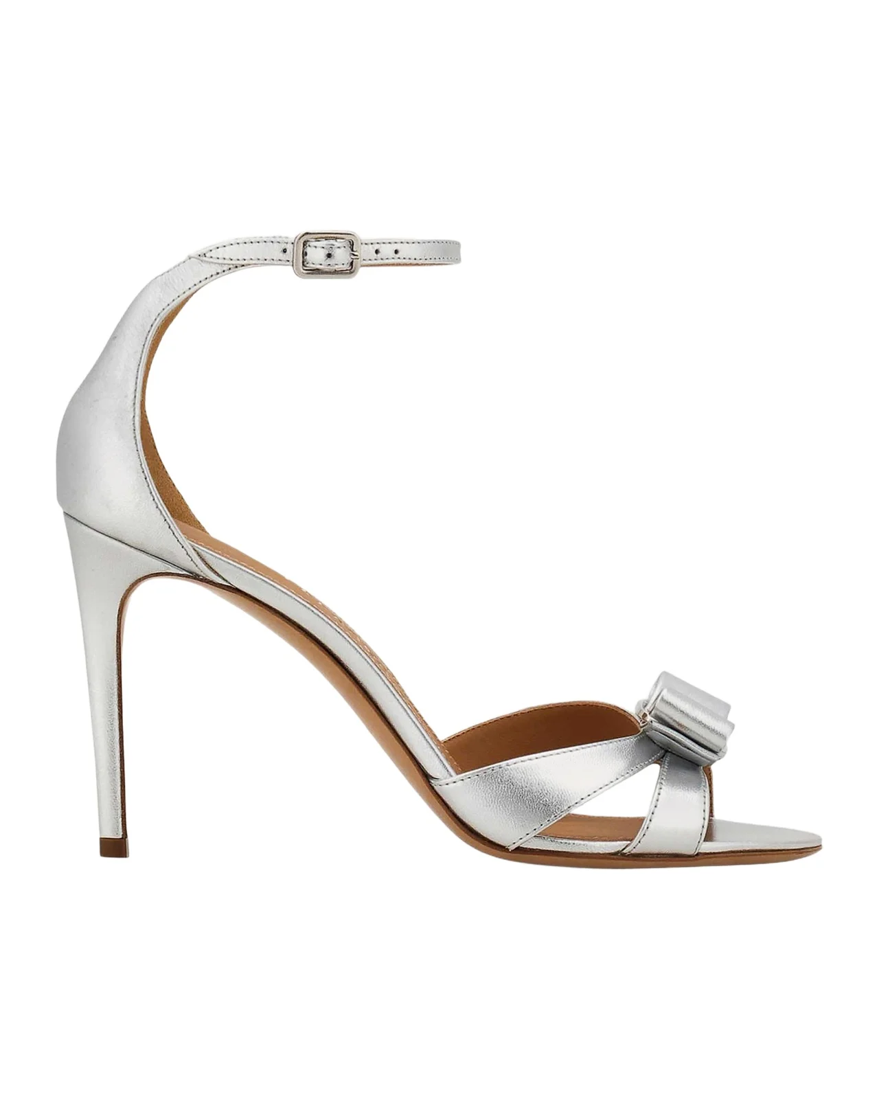 Ferragamo 95mm Roxy Metallic Leather Bow Sandals