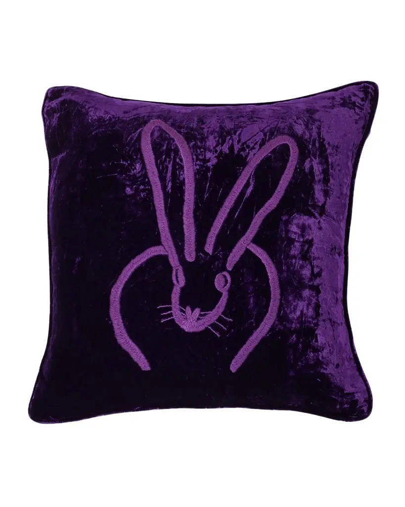 Hunt Slonem Hand Embroidered Velvet Decorative Pillow, 18" Square