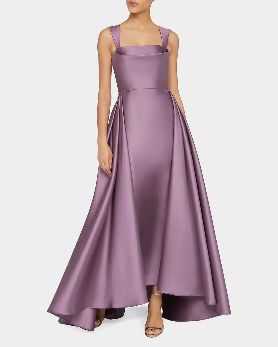 Theia Zendaya Pleated High-Low Satin Gown | Thumbnail 2 Theia Zendaya Pleated High-Low Satin Gown | Thumbnail 2