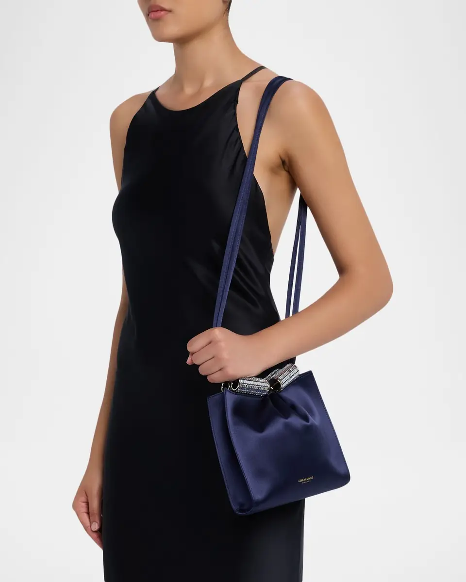 Giorgio Armani Satin Shoulder Bag with Rhinestone Detail | Thumbnail 2 Giorgio Armani Satin Shoulder Bag with Rhinestone Detail | Thumbnail 2