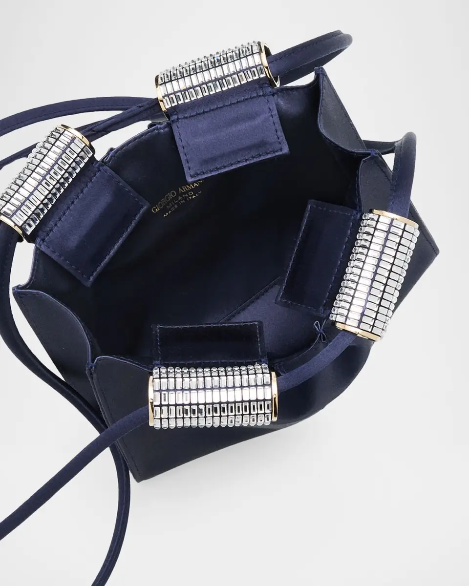 Giorgio Armani Satin Shoulder Bag with Rhinestone Detail | Thumbnail 4 Giorgio Armani Satin Shoulder Bag with Rhinestone Detail | Thumbnail 4