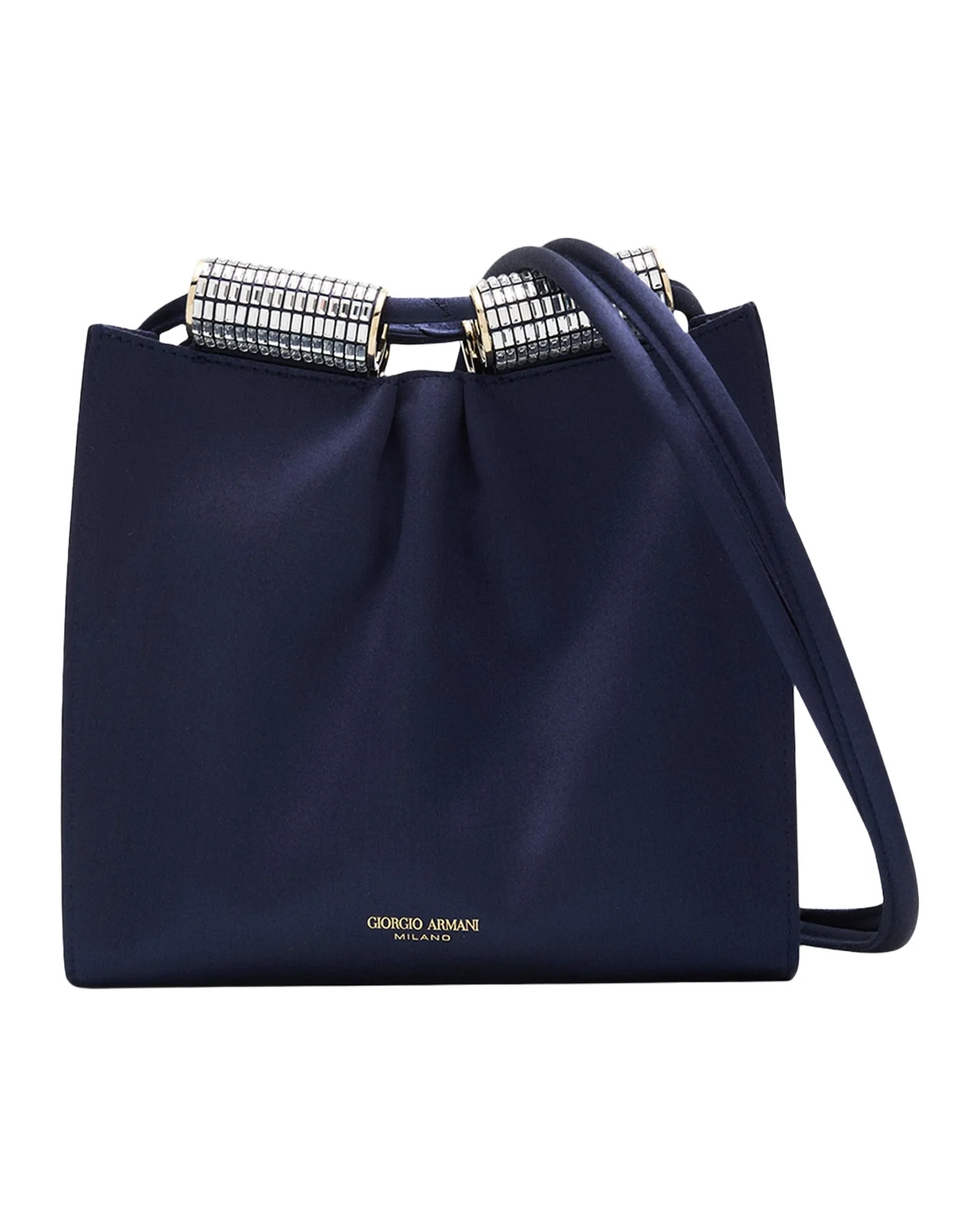 Satin Shoulder Bag with Rhinestone Detail