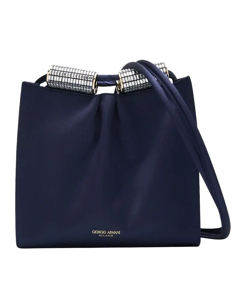 Giorgio Armani Satin Shoulder Bag with Rhinestone Detail