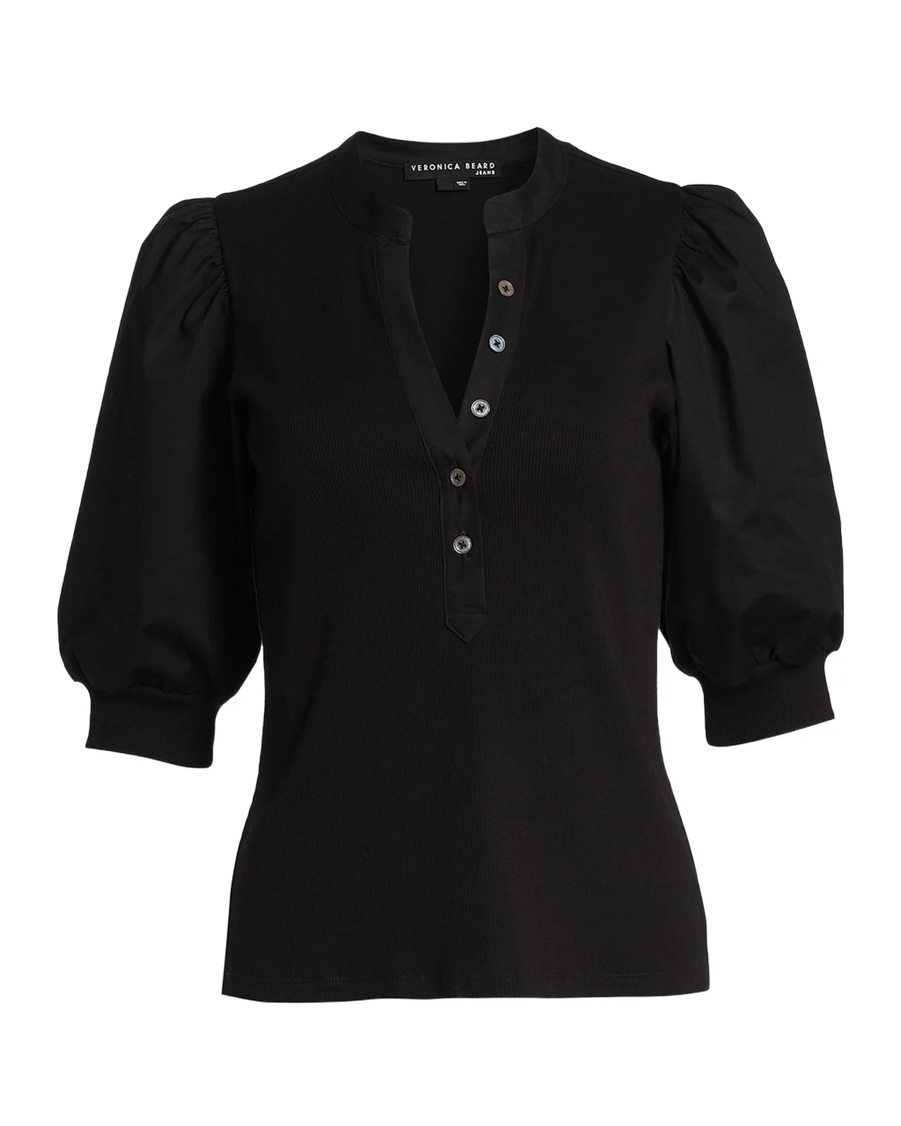 Coralee Puff Sleeve Button-Front Top