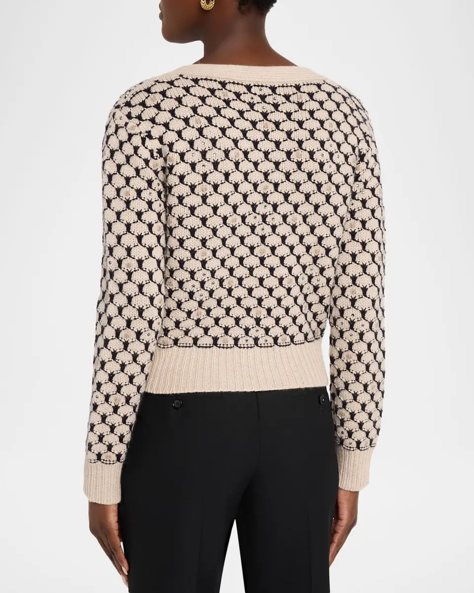 Max Mara Mastro Rhinestone-Embellished Crop Cardigan | Thumbnail 3 Max Mara Mastro Rhinestone-Embellished Crop Cardigan | Thumbnail 3