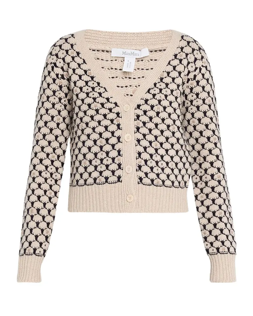 Max Mara Mastro Rhinestone-Embellished Crop Cardigan | Image 1 Max Mara Mastro Rhinestone-Embellished Crop Cardigan | Image 1