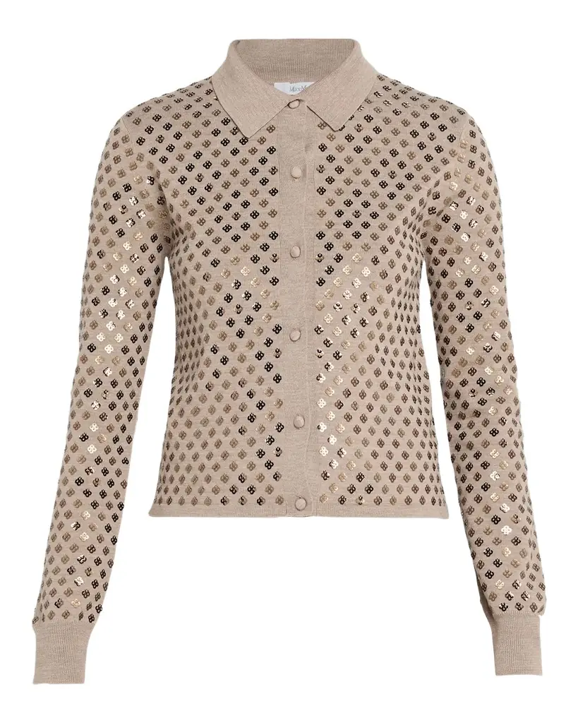 Max Mara Ragno Sequin-Embellished Wool Cardigan
