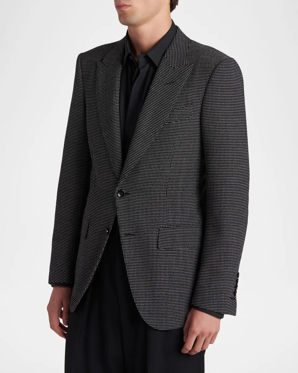 Tom Ford Men's Wool Jacquard Polka Dot Sport Coat | Thumbnail 4 Tom Ford Men's Wool Jacquard Polka Dot Sport Coat | Thumbnail 4