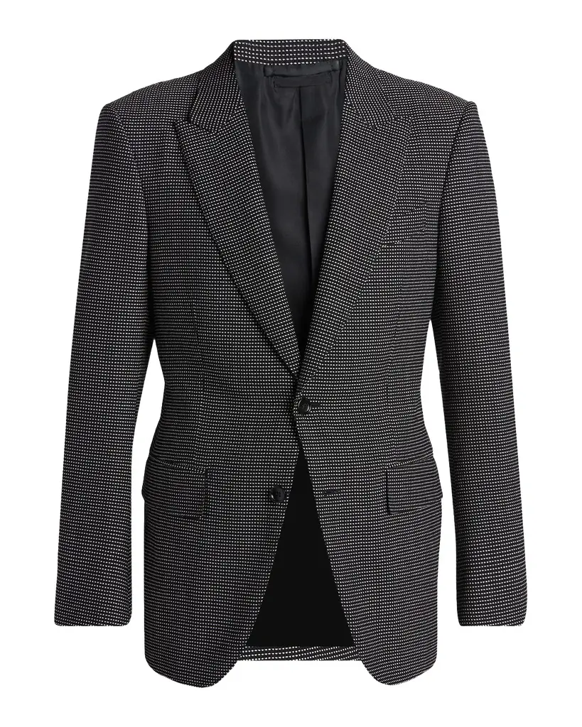 Tom Ford Men's Wool Jacquard Polka Dot Sport Coat