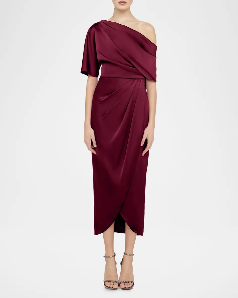 THEIA Rayna Draped One-Shoulder High-Low Gown | Thumbnail 2 THEIA Rayna Draped One-Shoulder High-Low Gown | Thumbnail 2
