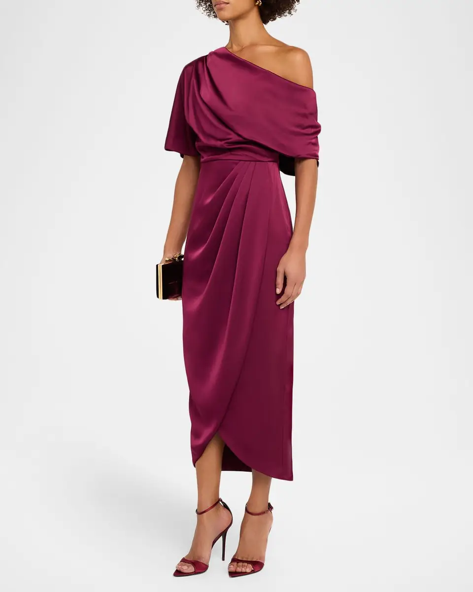 THEIA Rayna Draped One-Shoulder High-Low Gown | Thumbnail 4 THEIA Rayna Draped One-Shoulder High-Low Gown | Thumbnail 4