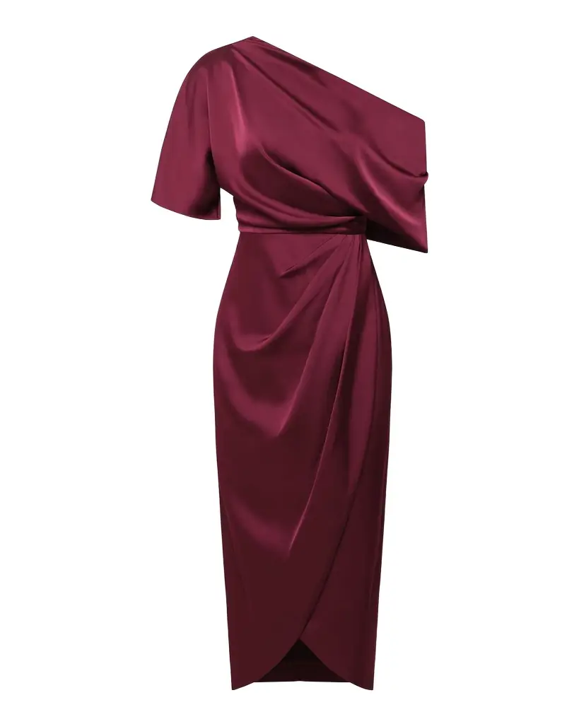 Rayna Draped One-Shoulder High-Low Gown Rayna Draped One-Shoulder High-Low Gown