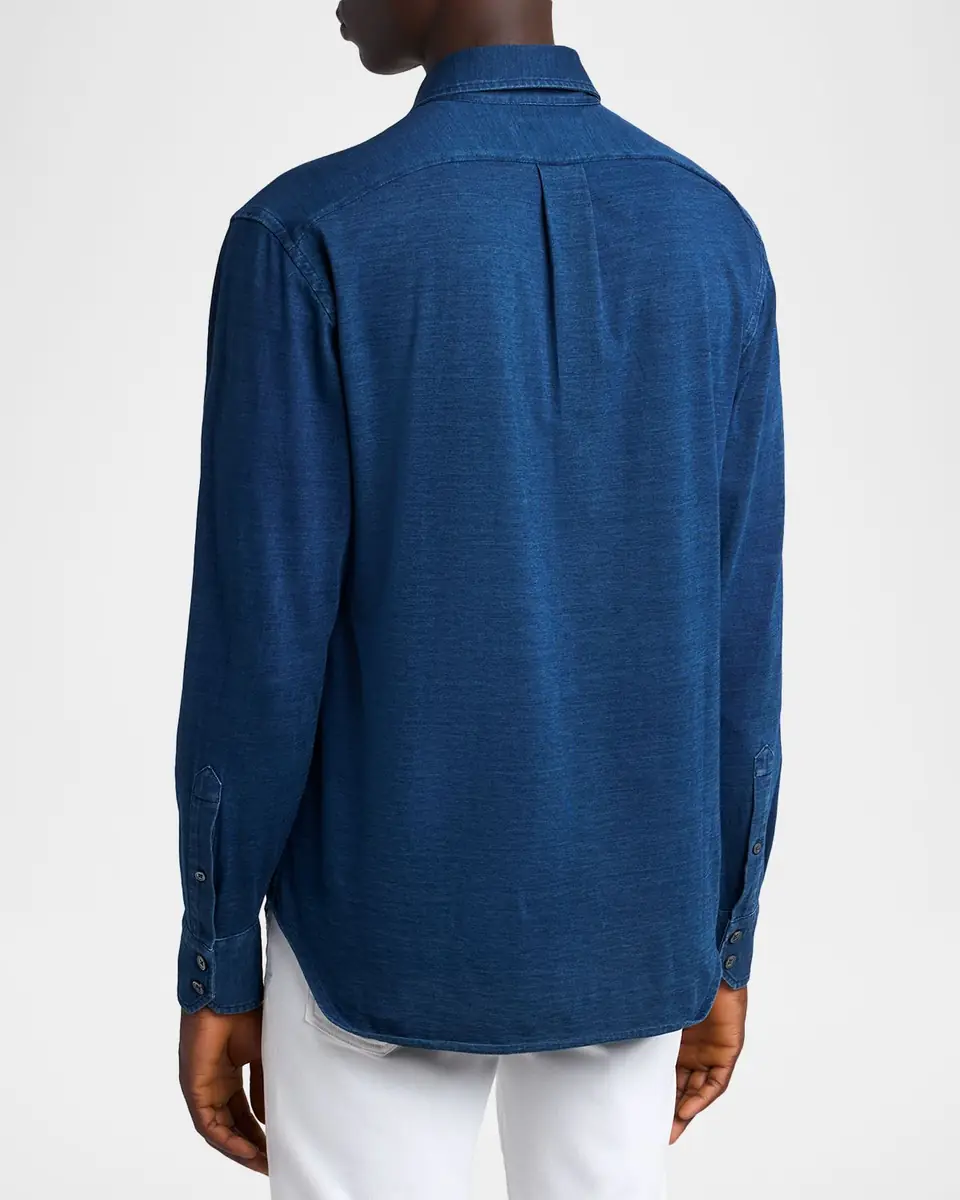 Tom Ford Men's Cotton Denim Point-Collar Button-Down Shirt | Thumbnail 3 Tom Ford Men's Cotton Denim Point-Collar Button-Down Shirt | Thumbnail 3