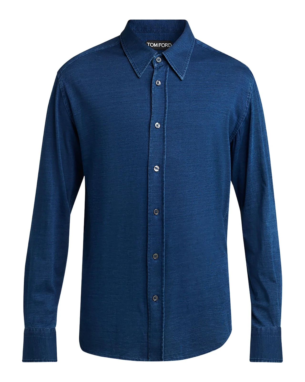 Men's Cotton Denim Point-Collar Button-Down Shirt Men's Cotton Denim Point-Collar Button-Down Shirt