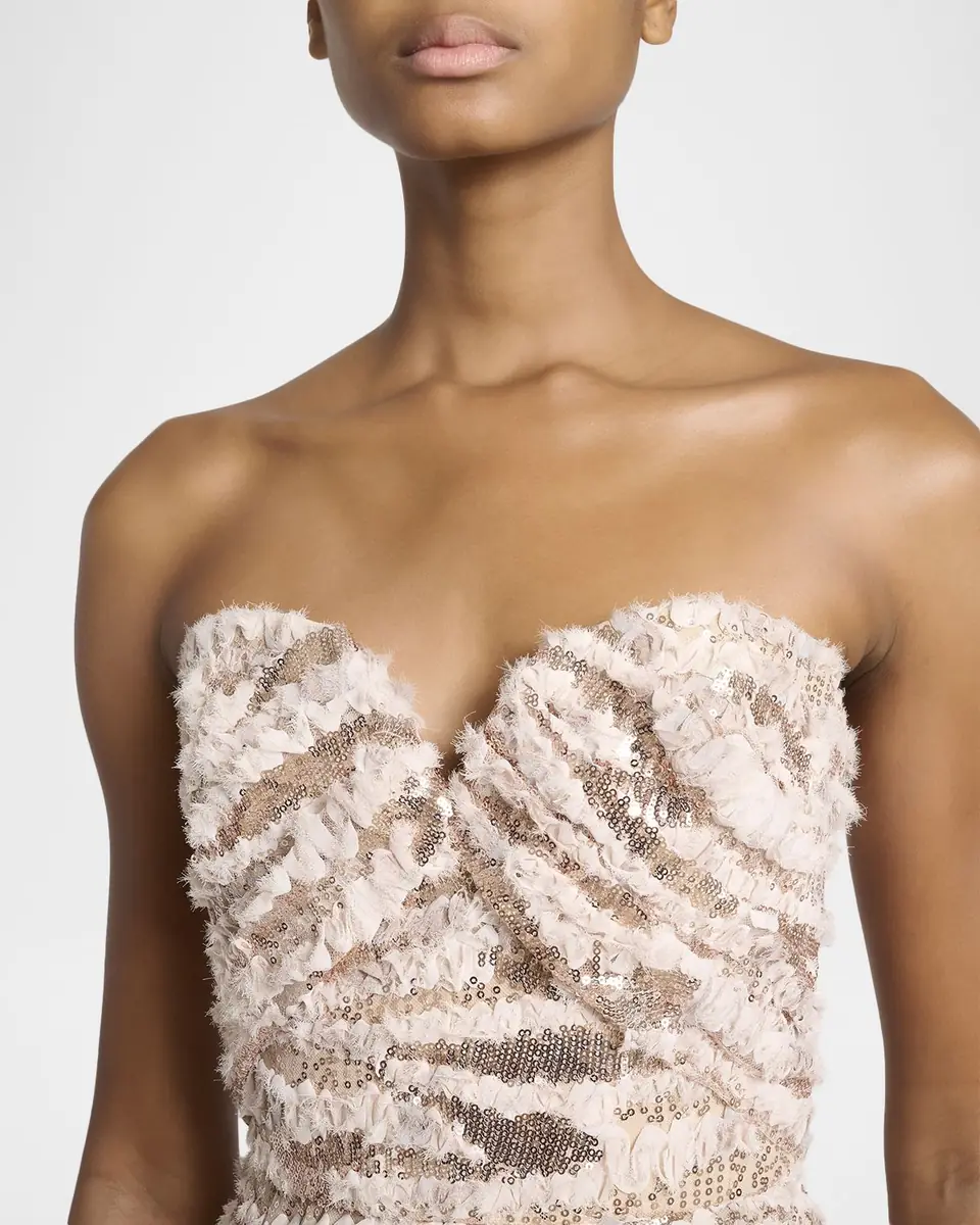 Elie Saab Sequined Chiffon Ruffled Strapless Gown | Thumbnail 5 Elie Saab Sequined Chiffon Ruffled Strapless Gown | Thumbnail 5