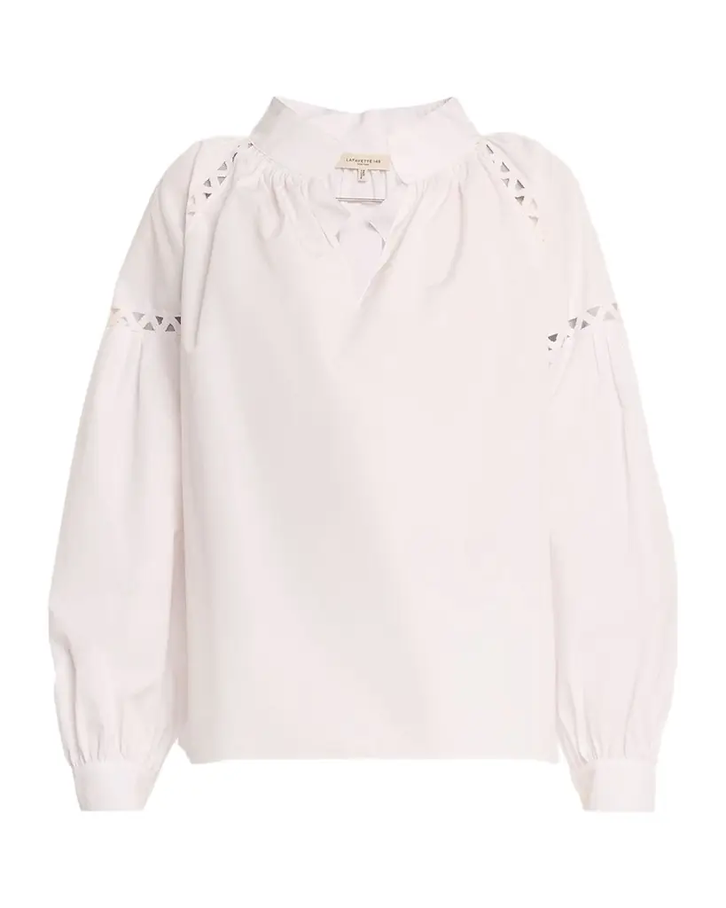 Lafayette 148 New York Soutache-Inset Cotton Poplin Shirt | Image 1 Lafayette 148 New York Soutache-Inset Cotton Poplin Shirt | Image 1