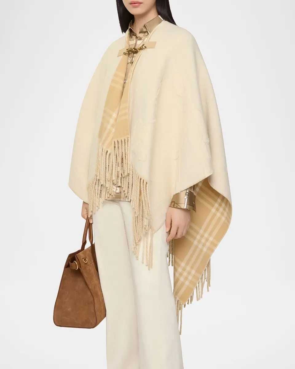 Burberry EKD Fil Coupé Wool Cape | Thumbnail 2