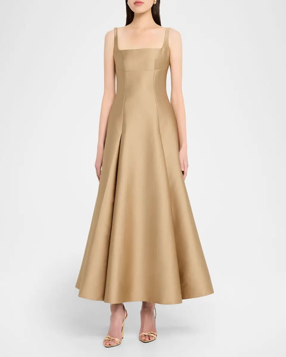 Roland Mouret Square-Neck Silk Tea-Length Dress | Thumbnail 2 Roland Mouret Square-Neck Silk Tea-Length Dress | Thumbnail 2