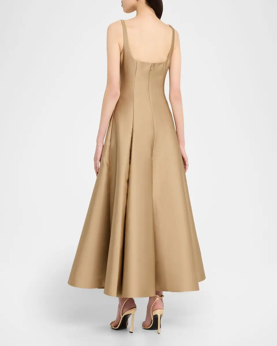 Roland Mouret Square-Neck Silk Tea-Length Dress | Thumbnail 3 Roland Mouret Square-Neck Silk Tea-Length Dress | Thumbnail 3