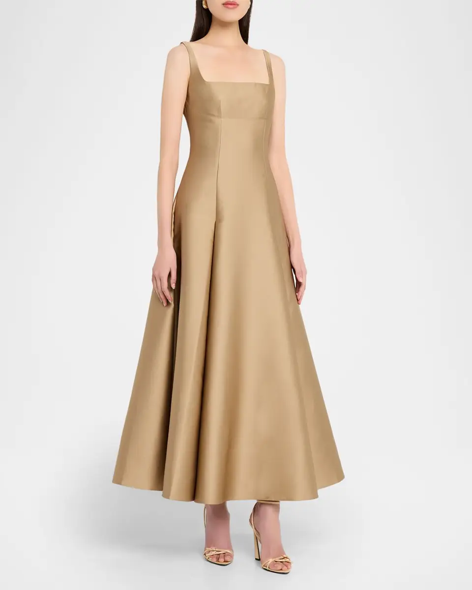 Roland Mouret Square-Neck Silk Tea-Length Dress | Thumbnail 4 Roland Mouret Square-Neck Silk Tea-Length Dress | Thumbnail 4