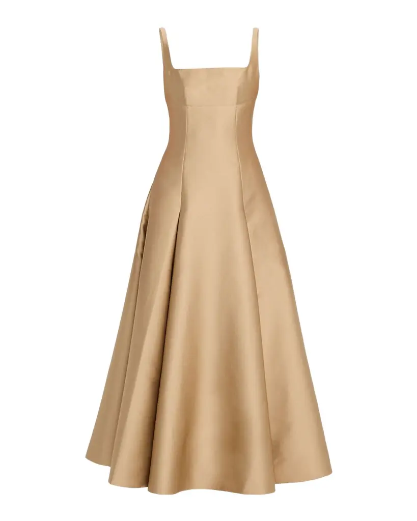Square-Neck Silk Tea-Length Dress Square-Neck Silk Tea-Length Dress
