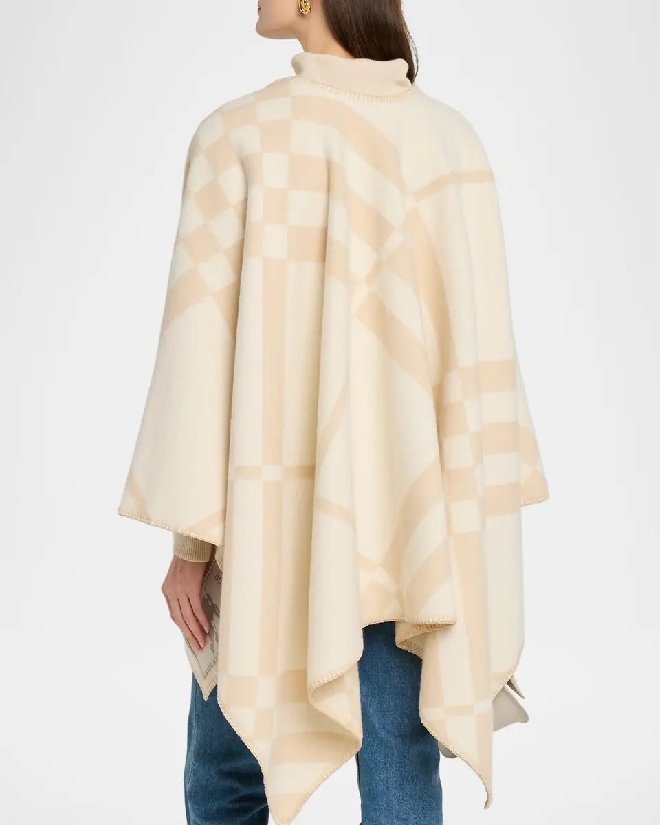 Burberry Check Wool Cashmere Cape | Thumbnail 3 Burberry Check Wool Cashmere Cape | Thumbnail 3
