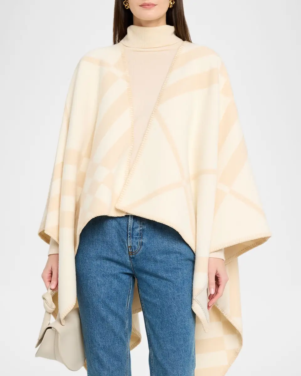 Burberry Check Wool Cashmere Cape | Thumbnail 4 Burberry Check Wool Cashmere Cape | Thumbnail 4