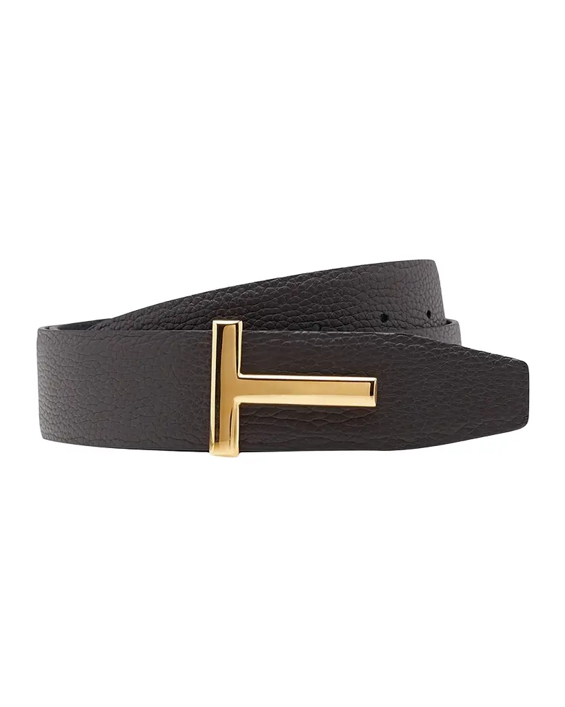 Men's Signature T Leather Belt
