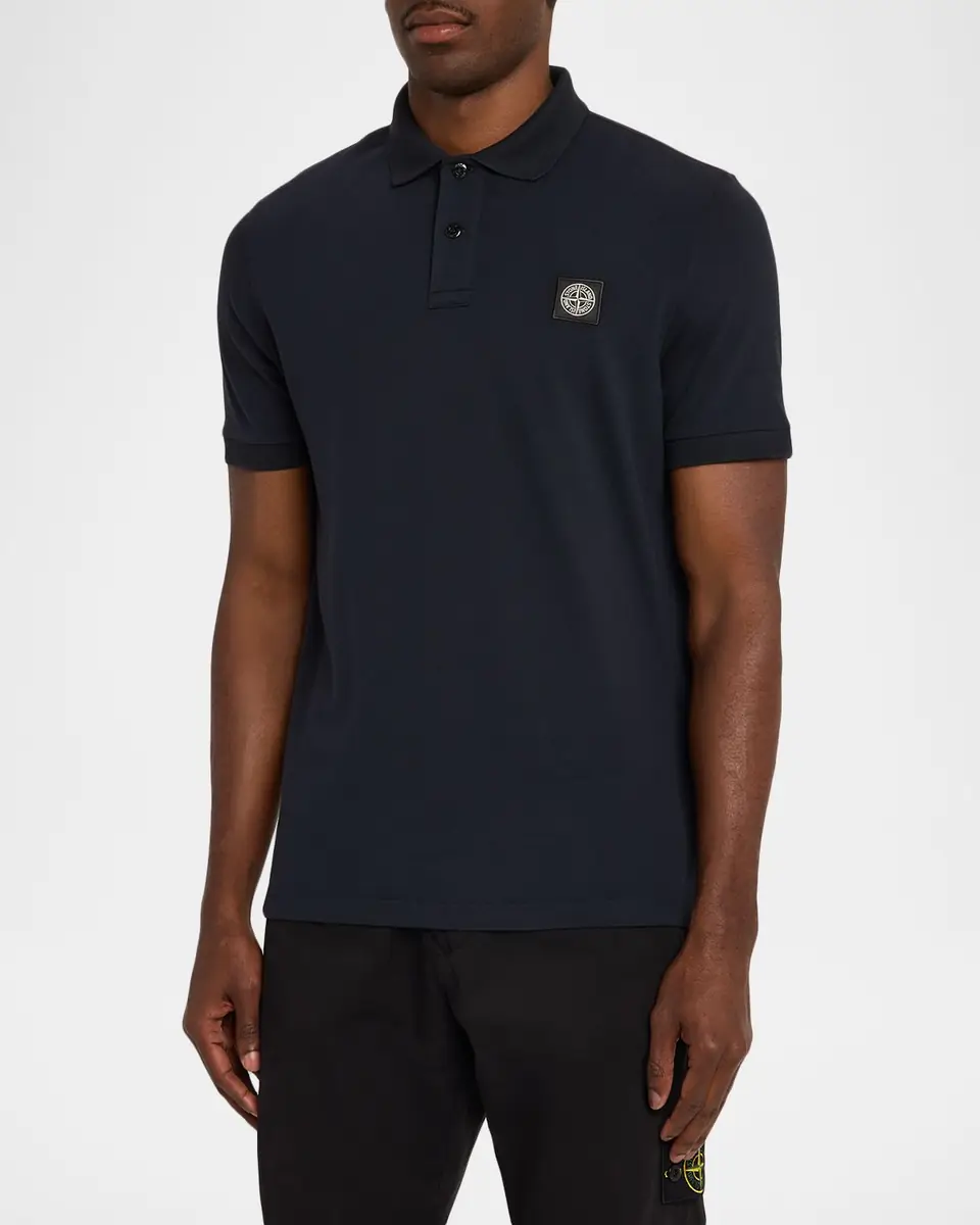 Stone Island Men's Cotton-Stretch Compass Badge Polo Shirt | Thumbnail 4